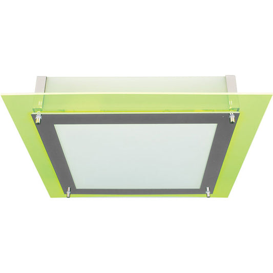 Plafón MICAELA Cuadrado Grande 40 cm Verde Interlusa - Vista frontal principal en fondo blanco | LuzGurú