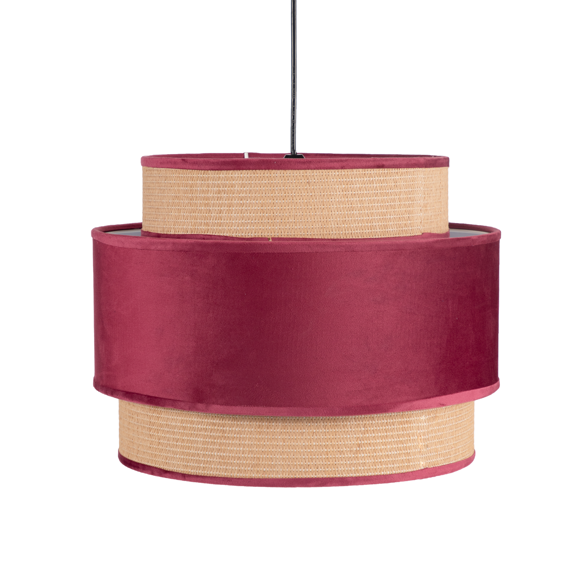 Lámpara colgante Adriano fabricada en textil color rojo vino