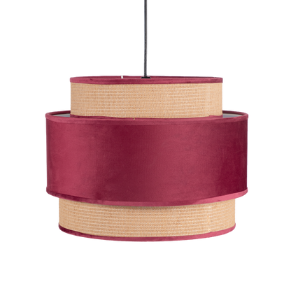 Lámpara colgante Adriano fabricada en textil color rojo vino