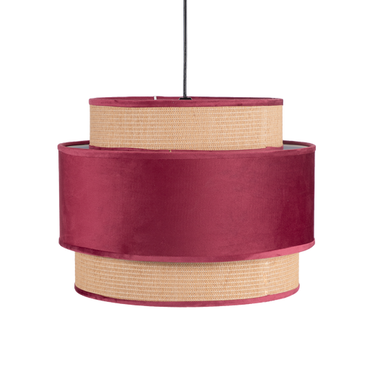 Lámpara colgante Adriano fabricada en textil color rojo vino