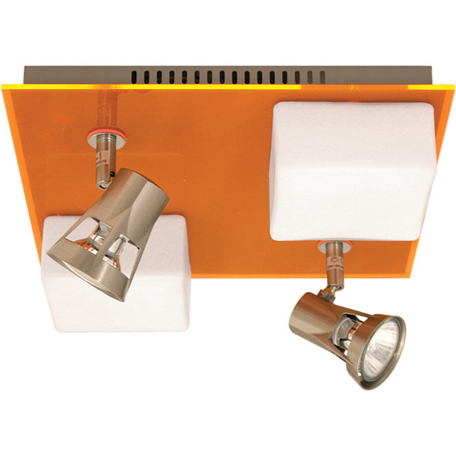 Plafón Moderno Rebeca 29 cm Cuadrado Naranja Lumit Interlusa - Vista frontal principal en fondo blanco | LuzGurú