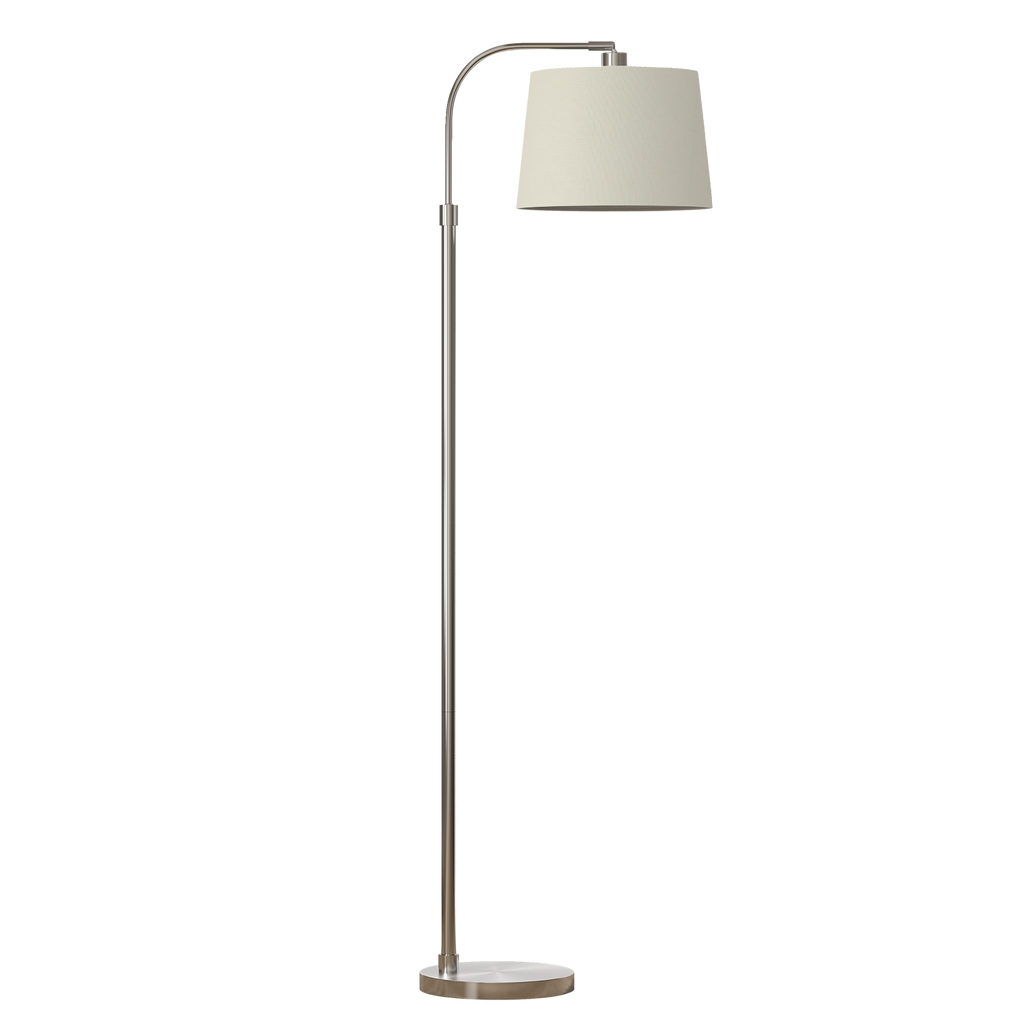 Pie de salón Milad en níquel, vista frontal, Fabrilamp, luzguru.com