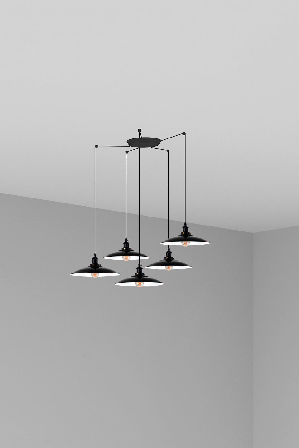 Modelo 3D interactivo y realidad aumentada de LANG Colgante Negra 5 Luces Comedor Faro