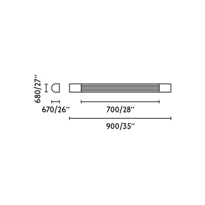 Plano con medidas de Aplique de Baño LED KIVA 900 90 cm Cromo FARO · Ref. 62834