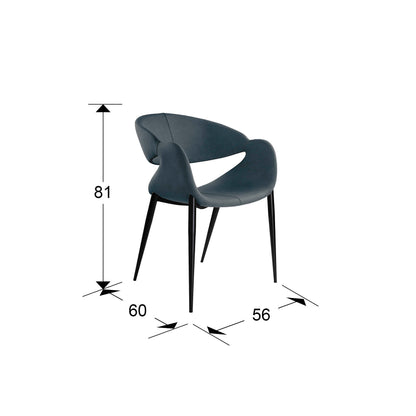 Plano con medidas de Sillón Giro Azul Oscuro con Patas Negras Mate Schuller · Ref. 629126