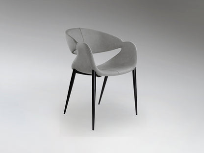 Sillón de Comedor de diseño Giro de Schuller (Giro) tapizado en Gris Claro con patas negras - Ref 629140.


