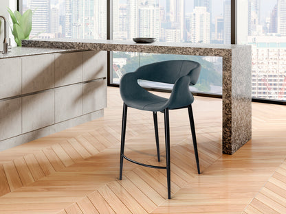 Taburete Alto con Respaldo Giro Azul Oscuro y Negro Schuller en ambiente decorado | Schuller