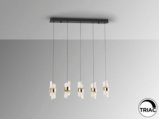 Lámpara Colgante LED Iliada 5 Luces Negro y Oro Schuller en ambiente decorado | Schuller