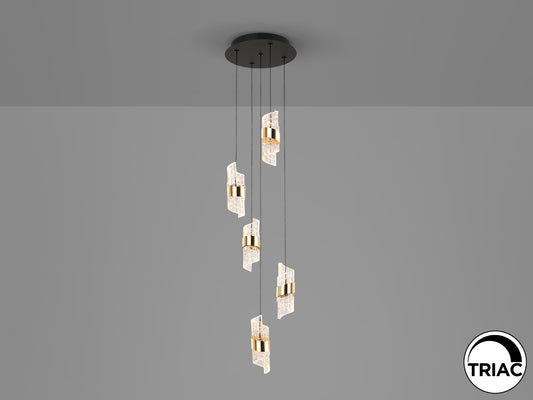 Lámpara Colgante Iliada 5 Luces LED 35W Negro y Oro Schuller en ambiente decorado | Schuller