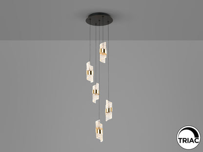 Lámpara Colgante Iliada 5 Luces LED 35W Negro y Oro Schuller en ambiente decorado | Schuller