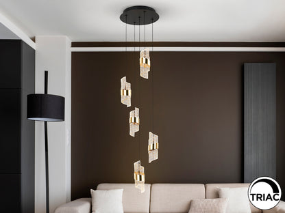Lámpara Colgante Iliada 5 Luces LED 35W Negro y Oro Schuller en ambiente decorado | Schuller