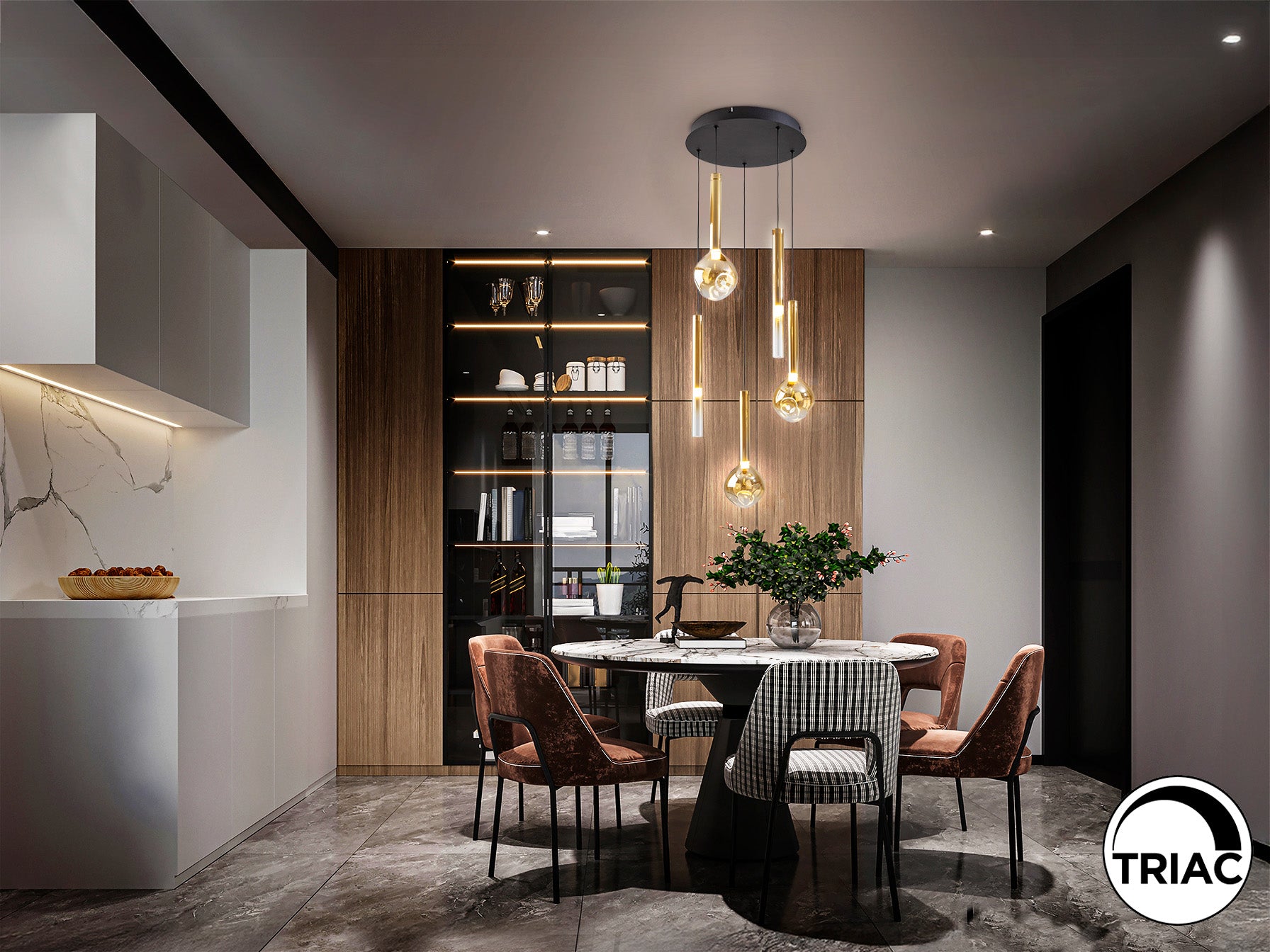 Lámpara Colgante Essenza 5 Luces Negro-Dorado - Schuller - 347020 - Vista 2