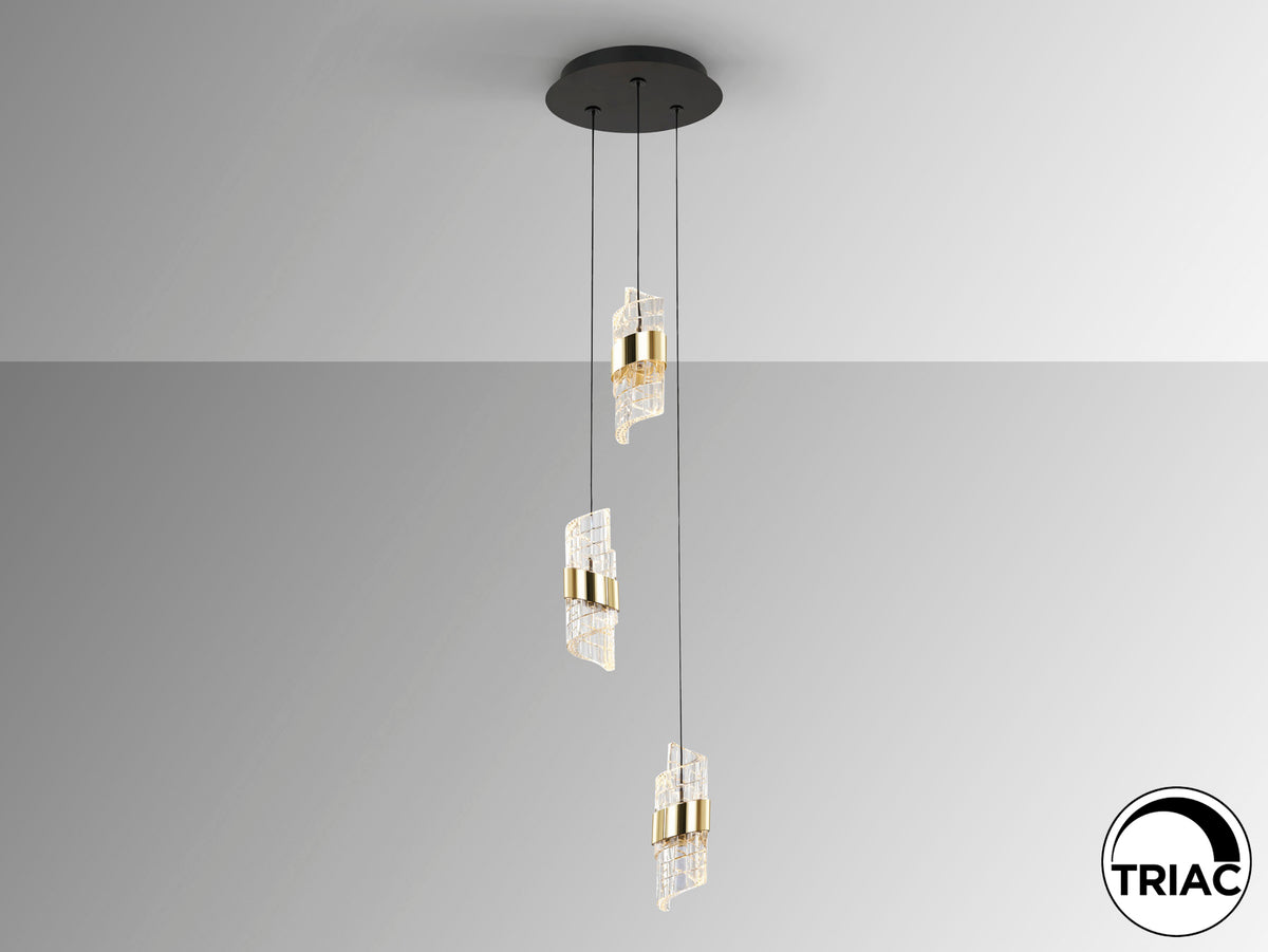 Lámpara Colgante LED Iliada 3 Luces Negro y Oro 21W Schuller en ambiente decorado | Schuller