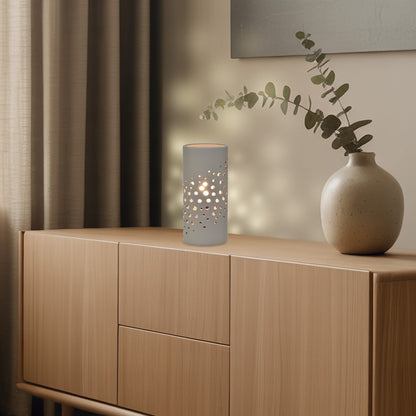 Sobremesa cerámica LAVA topo en ambiente de dormitorio moderno