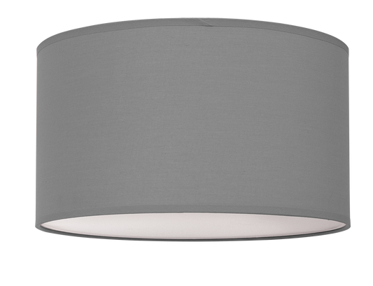 Plafón Nicole fabricado en metal color gris con pantalla textil, ideal para dormitorio