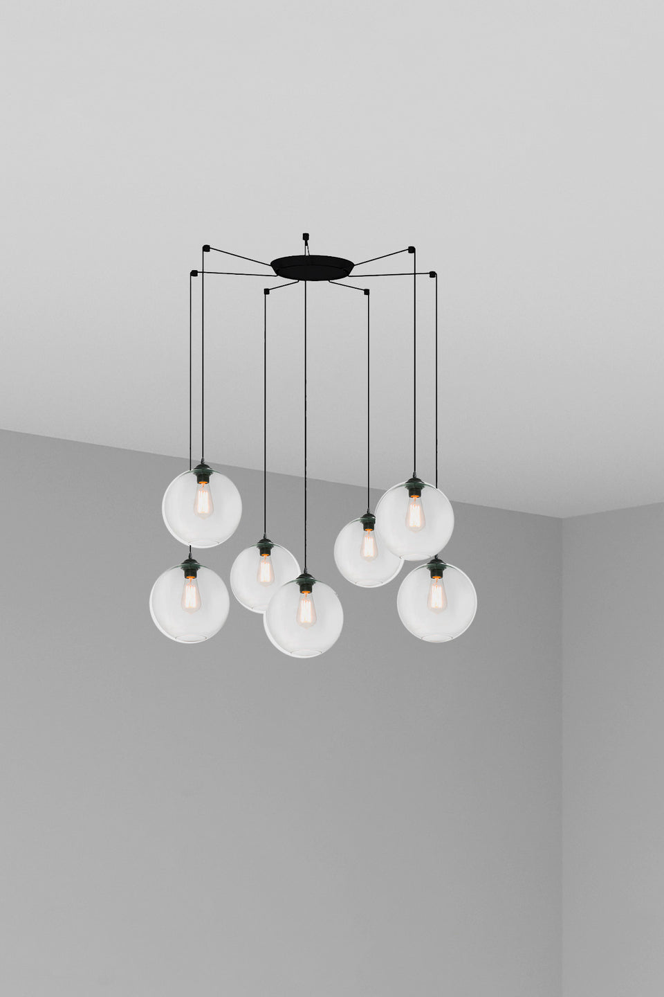 Modelo 3D interactivo y realidad aumentada de Clara Lámpara Colgante Cristal Transparente 7 Luces FARO