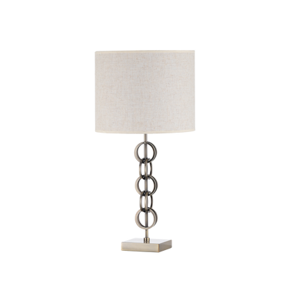 Sobremesa Koto de Fabrilamp en color cuero con pantalla beige, diseño elegante y moderno para tu hogar.