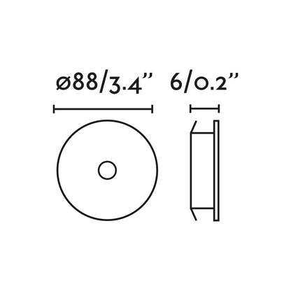 Plano con medidas de Florón Empotrable sin Marco Blanco Serie 9999 FARO