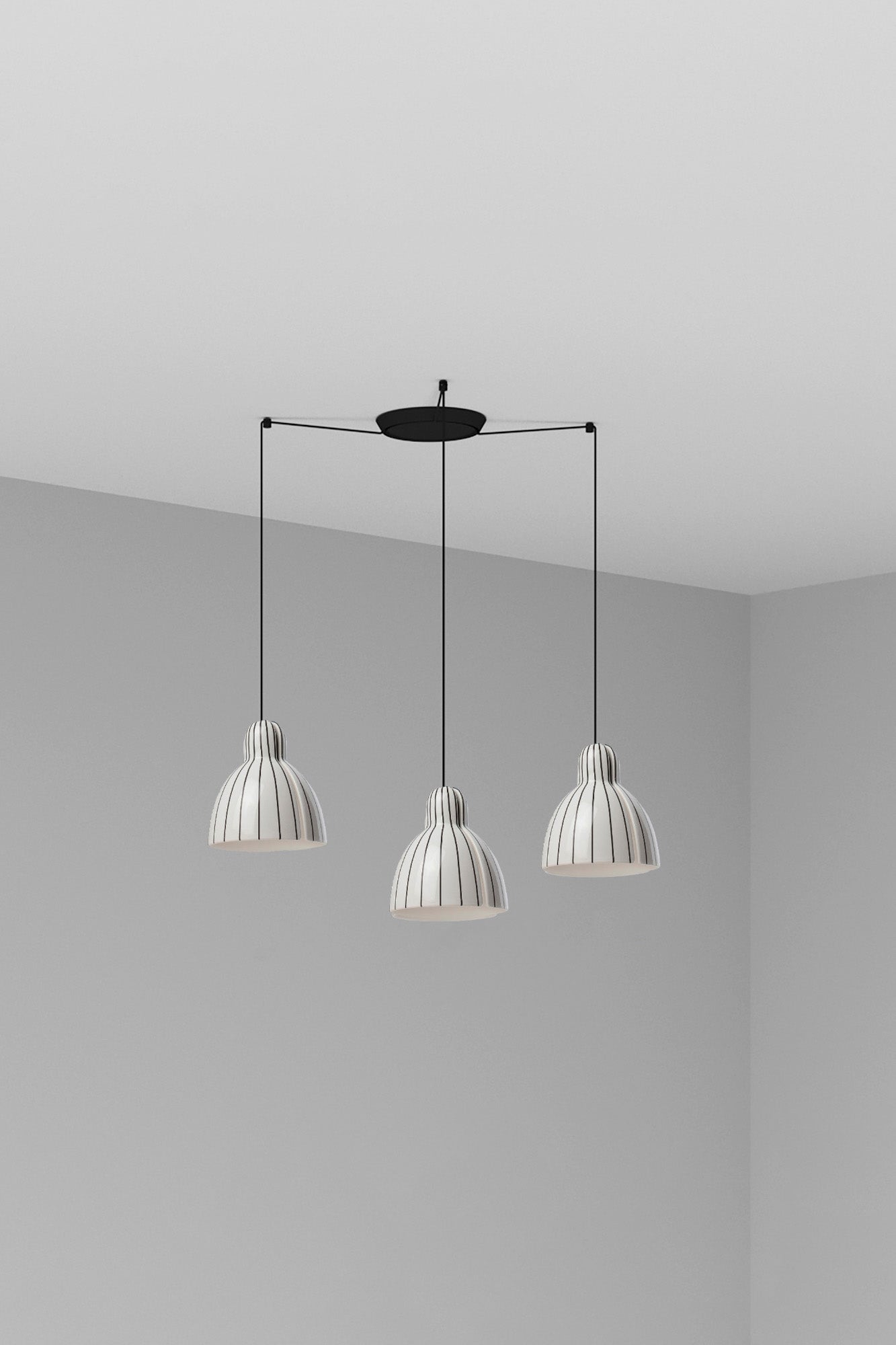 Colgante VENICE Rayas Blanco y Negro 3 Luces FARO 64255-127-3L