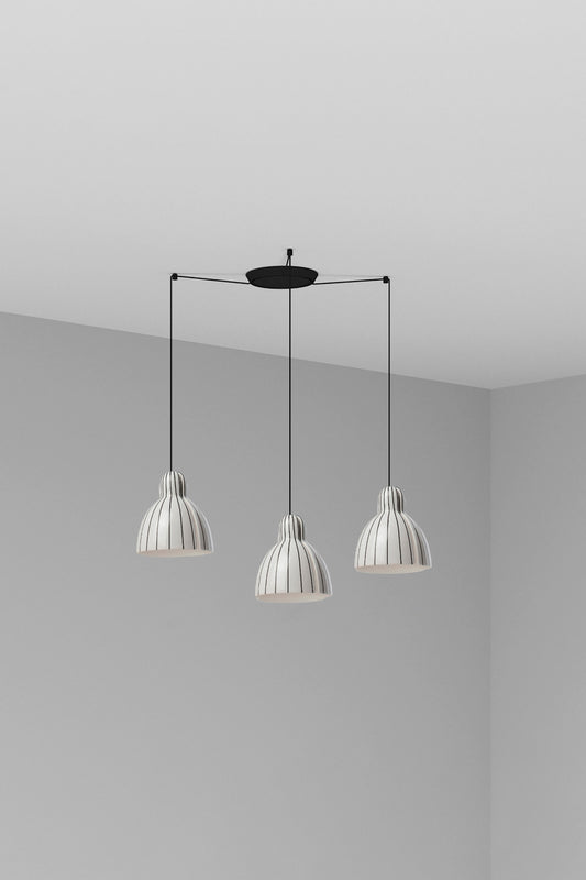 Colgante VENICE Rayas Blanco y Negro 3 Luces FARO 64255-127-3L
