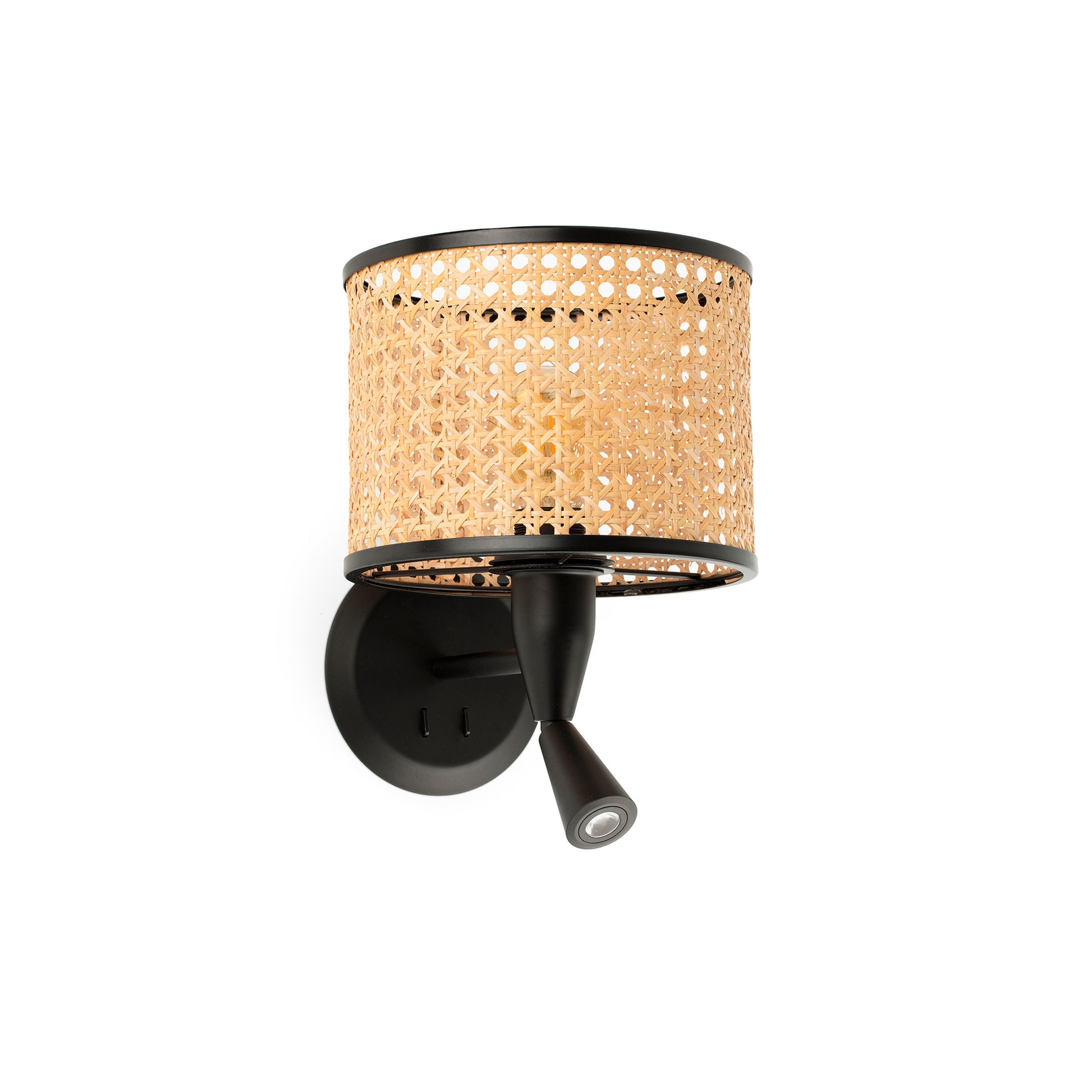 Aplique con Lector MAMBO Negro y Ratán FARO 64309-47