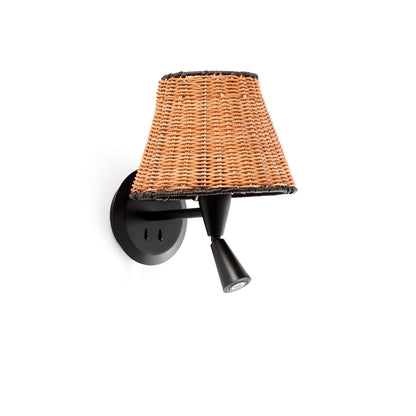 SUMBA Aplique con Lector Negro y Ratán FARO 64309-71