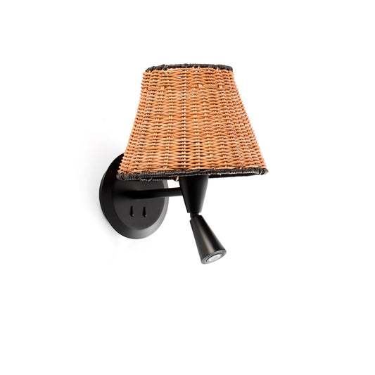 SUMBA Aplique con Lector Negro y Ratán FARO 64309-71