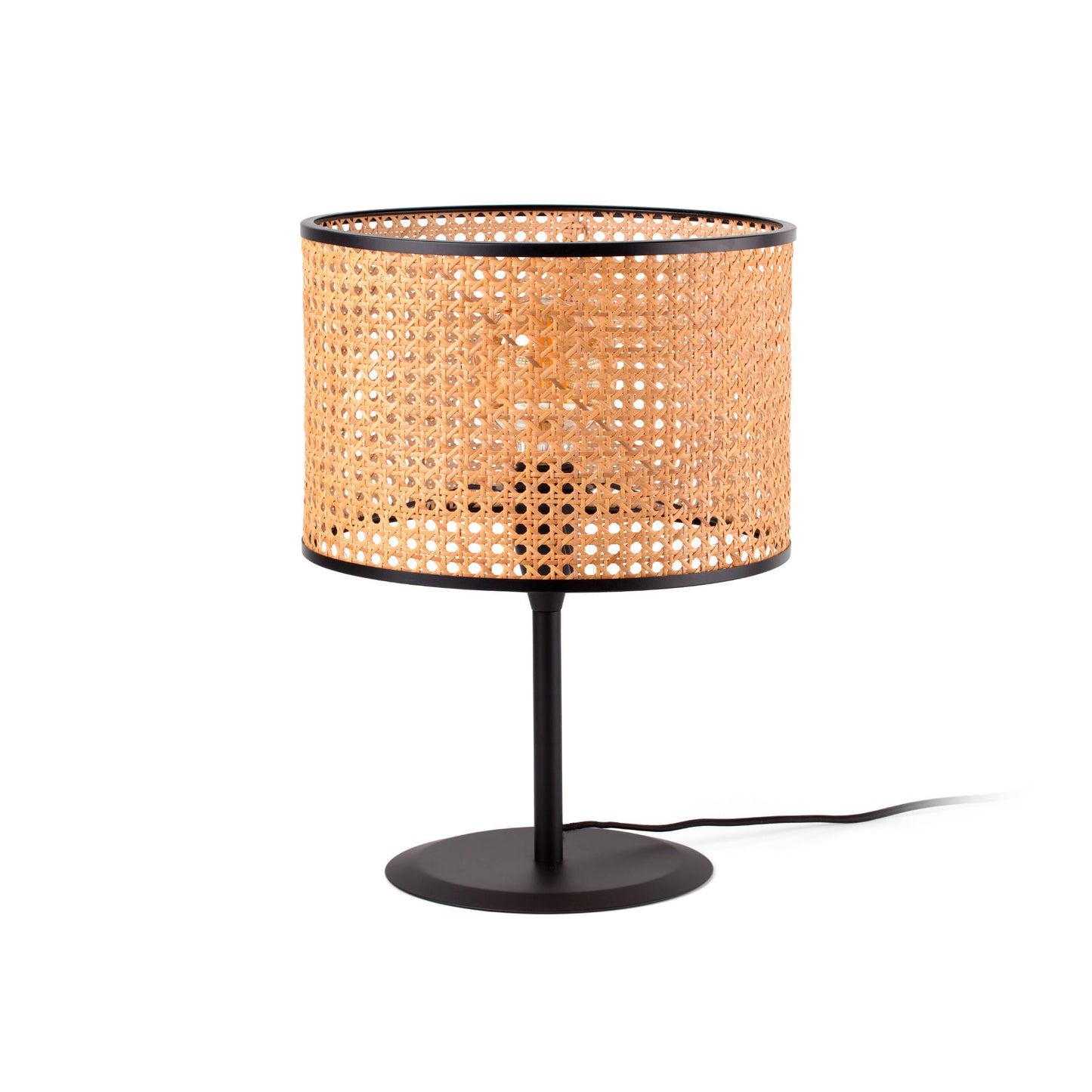 Lámpara de sobremesa MAMBO Negra y Ratán FARO 64311-48