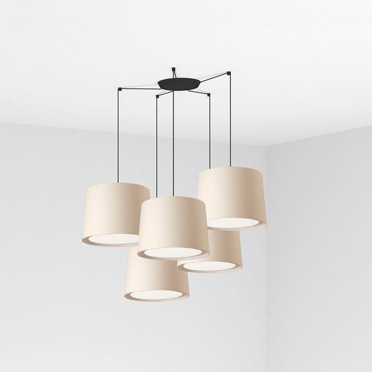 Lámpara Colgante CONGA 5L Beige y Negro Mate FARO - vista principal | FARO