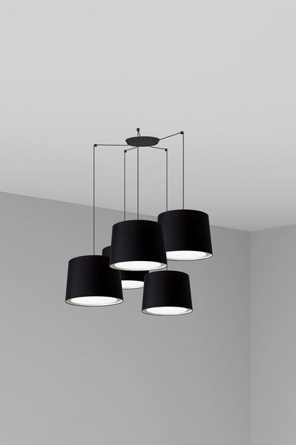 CONGA Lámpara Colgante Textil Negra FARO 64314-56-5L para interiorismo moderno