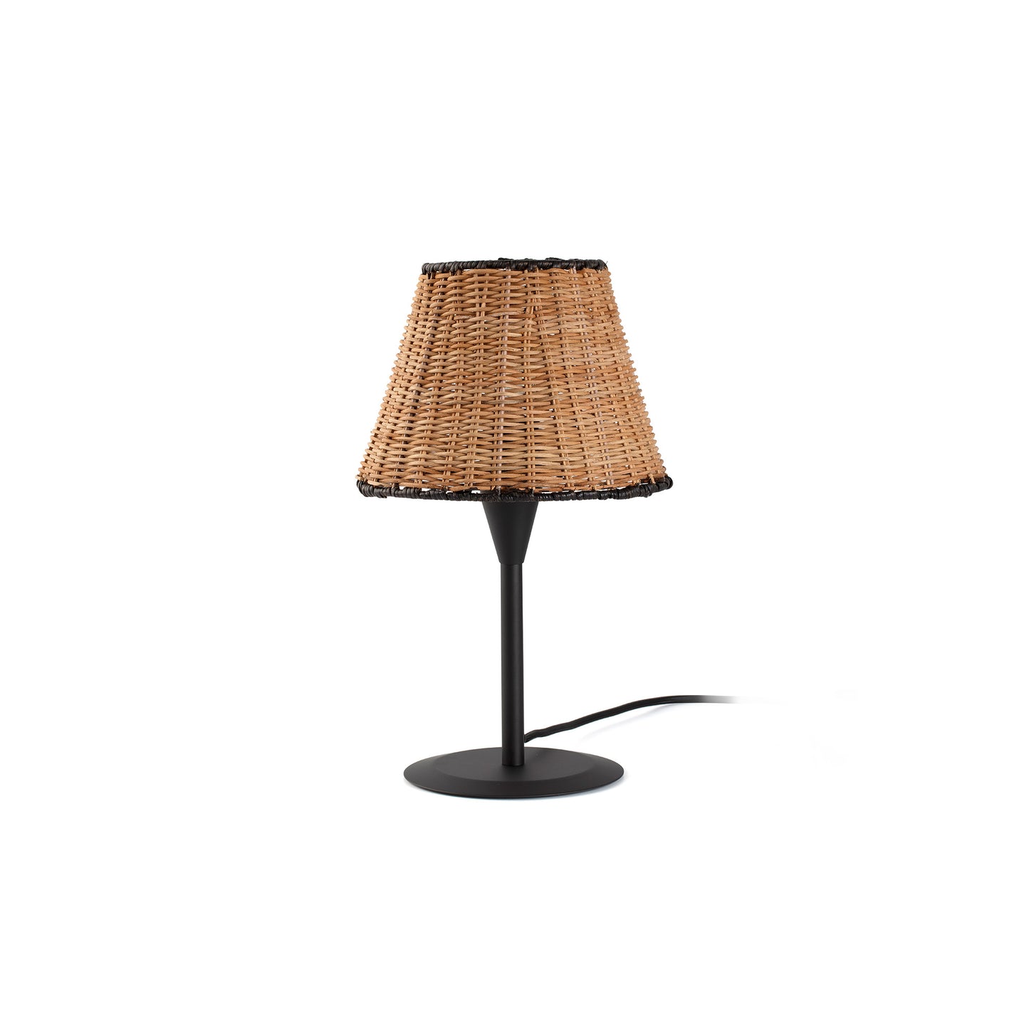 SUMBA S Lámpara de Mesa Negra y Ratán FARO 64317-71-US en LuzGuru