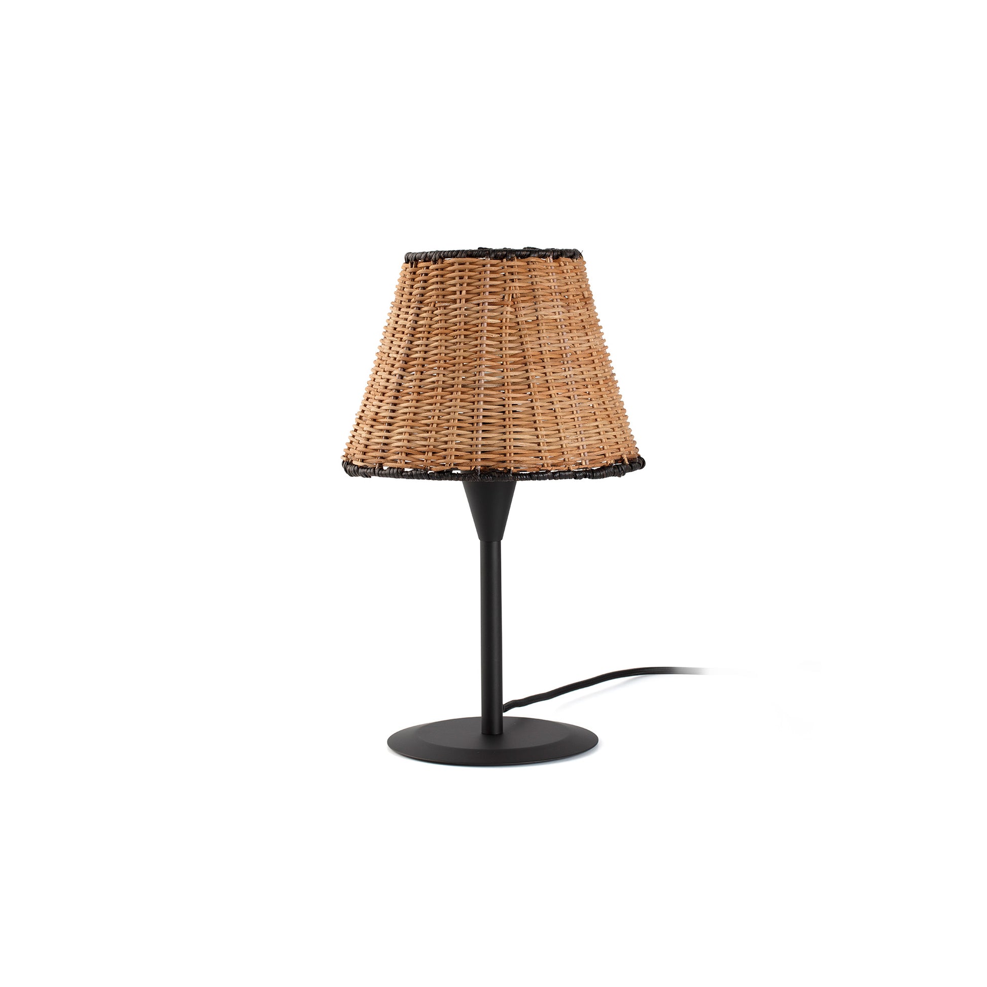 SUMBA S Lámpara de Mesa Negra y Ratán FARO 64317-71-US en LuzGuru