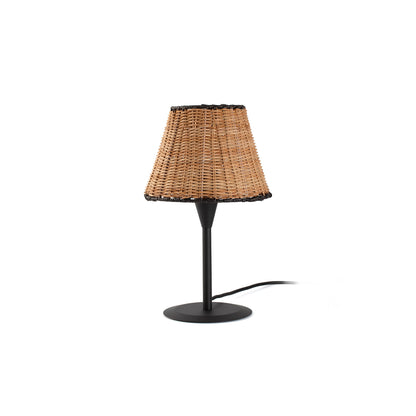 SUMBA S Lámpara de Mesa Negra y Ratán FARO 64317-71-US en LuzGuru