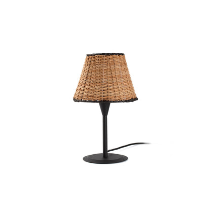 SUMBA S Mini Lámpara de Sobremesa Negra y Ratán FARO 64317-71