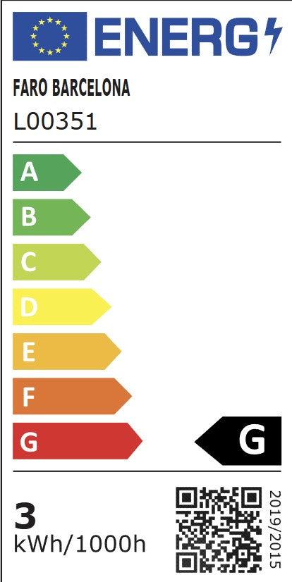 Etiqueta energética de Colgante Empotrable Lumina 600 12W 2200K Negro FARO