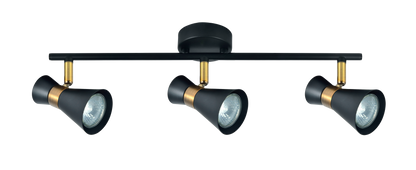 Regleta con focos orientables 360º para iluminación interior