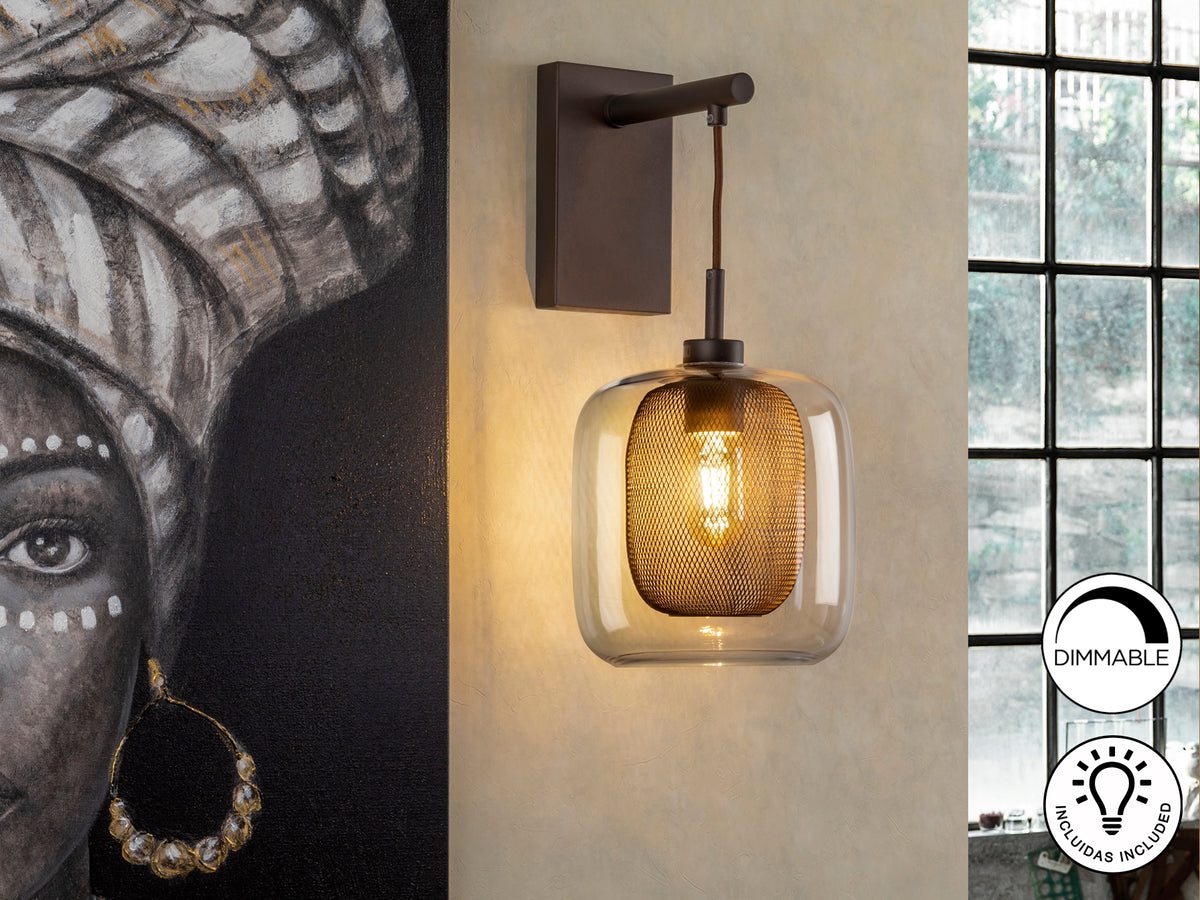 Aplique de Pared Fox 1 Luz Regulable en Altura Chocolate Schuller en ambiente decorado | Schuller
