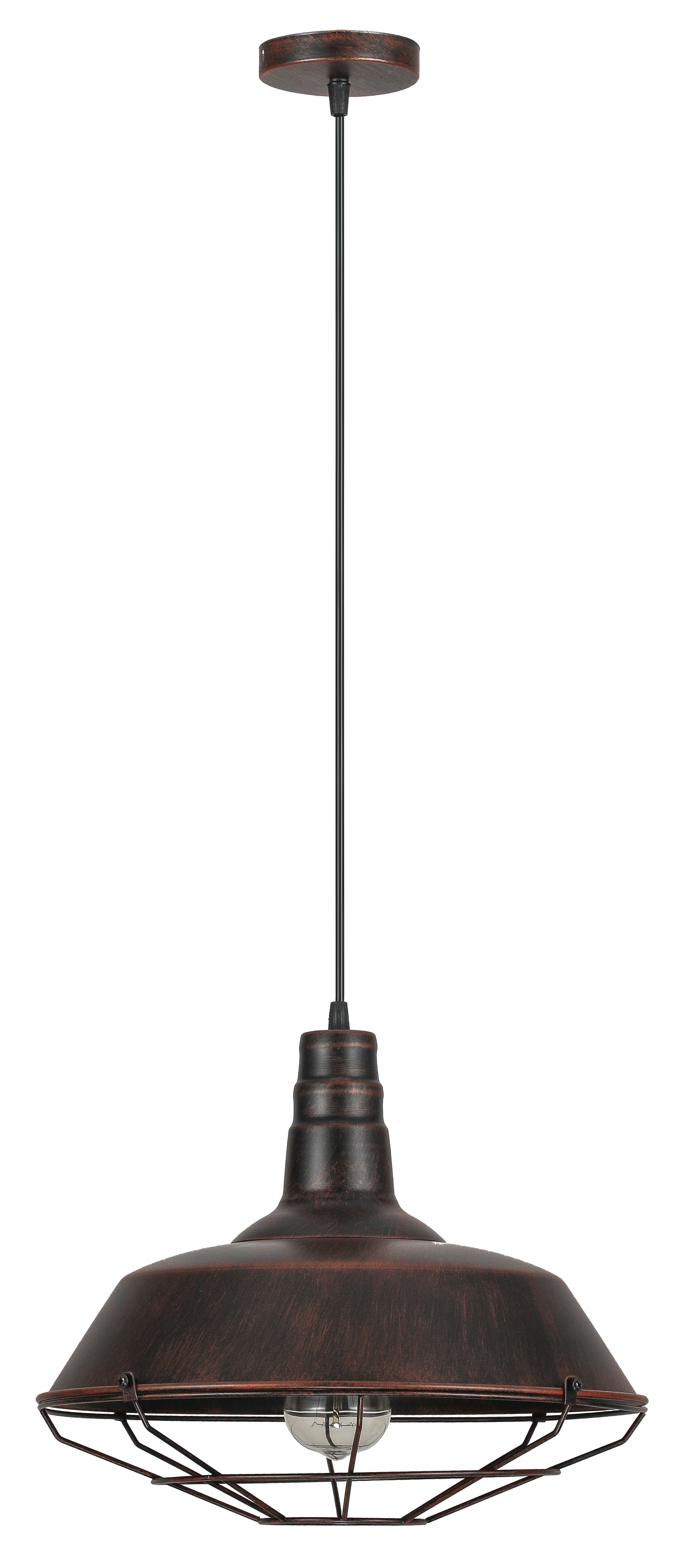 Colgante Flamenco Marrón Óxido de Fabrilamp, vista frontal, detalle de la rejilla.