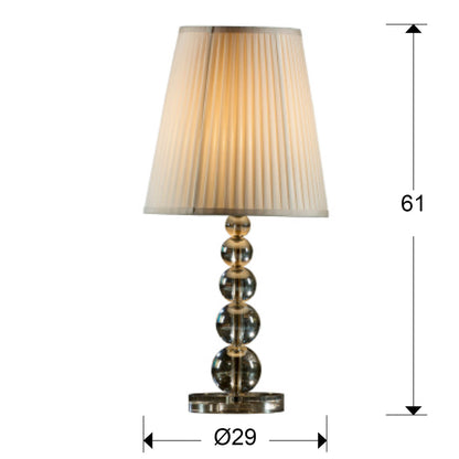 Plano con medidas de Lámpara de Sobremesa Mercury 61 cm Cristal Champán y Latón Schuller · Ref. 661457N