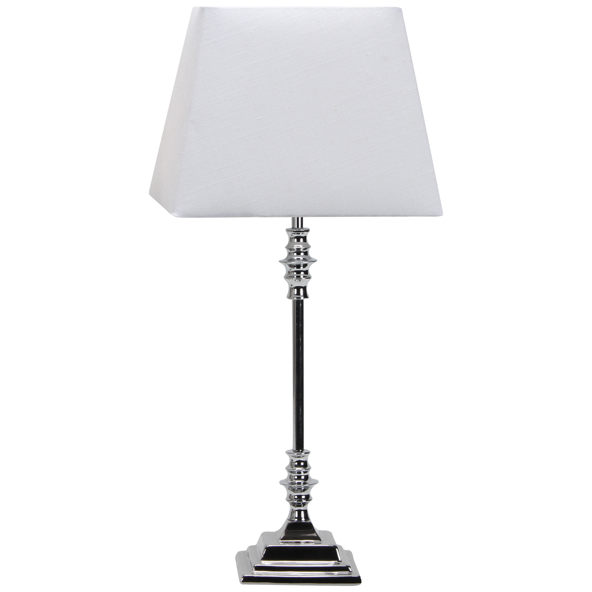 Sobremesa Shubunkin Cromo E27 de Fabrilamp, vista frontal. Iluminación elegante para tu hogar.