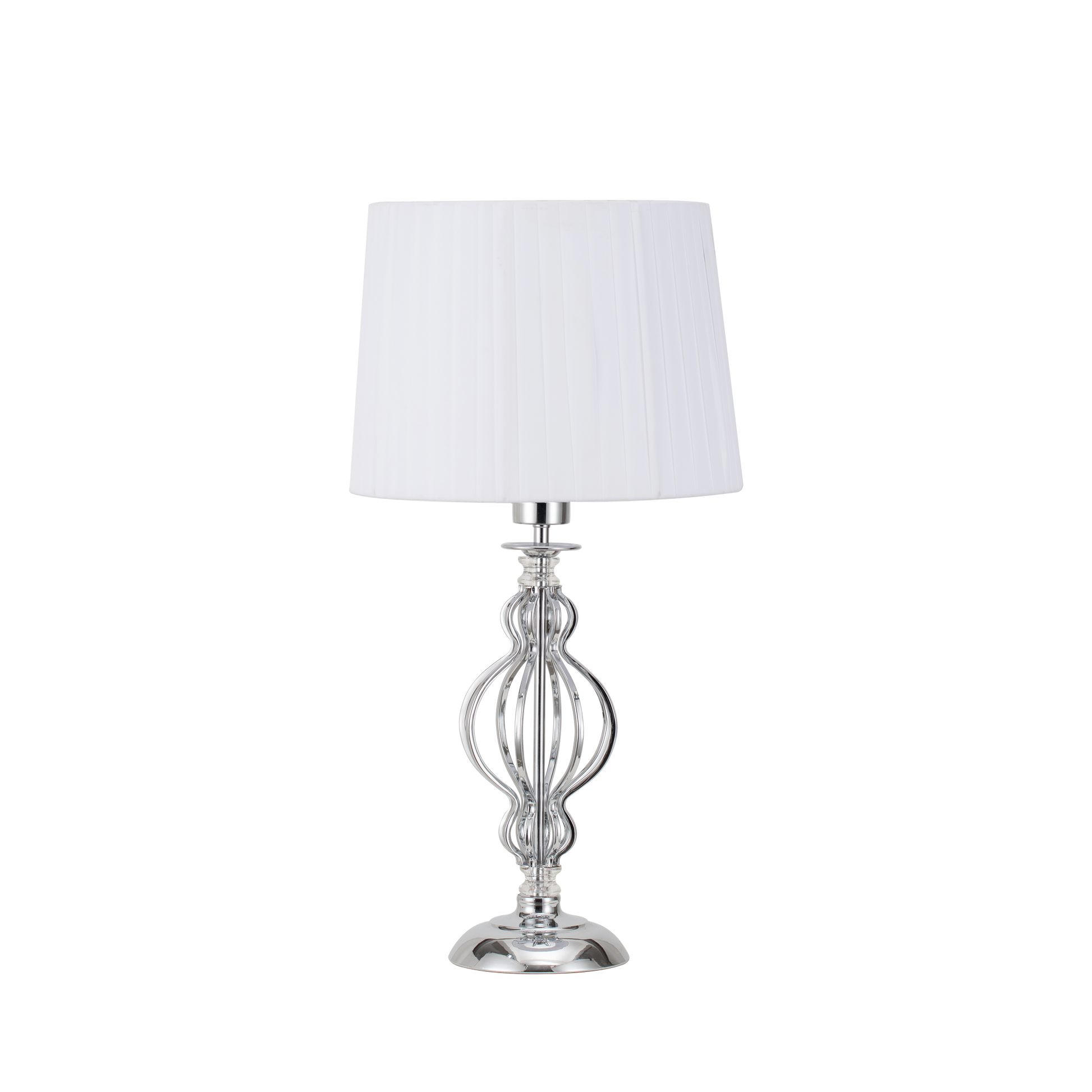 Sobremesa Nazareno Cromo con pantalla blanca de Fabrilamp, ideal para decoración de interiores. Compra en luzguru.com