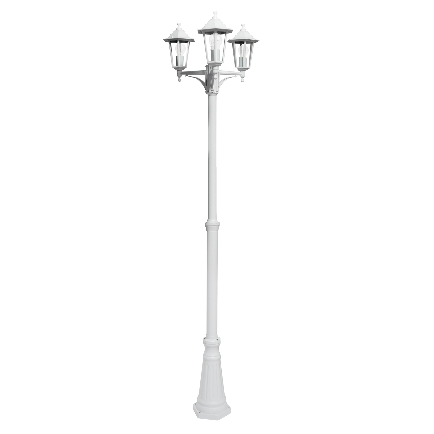 Farola clásica blanca, perfecta para iluminar el patio con estilo