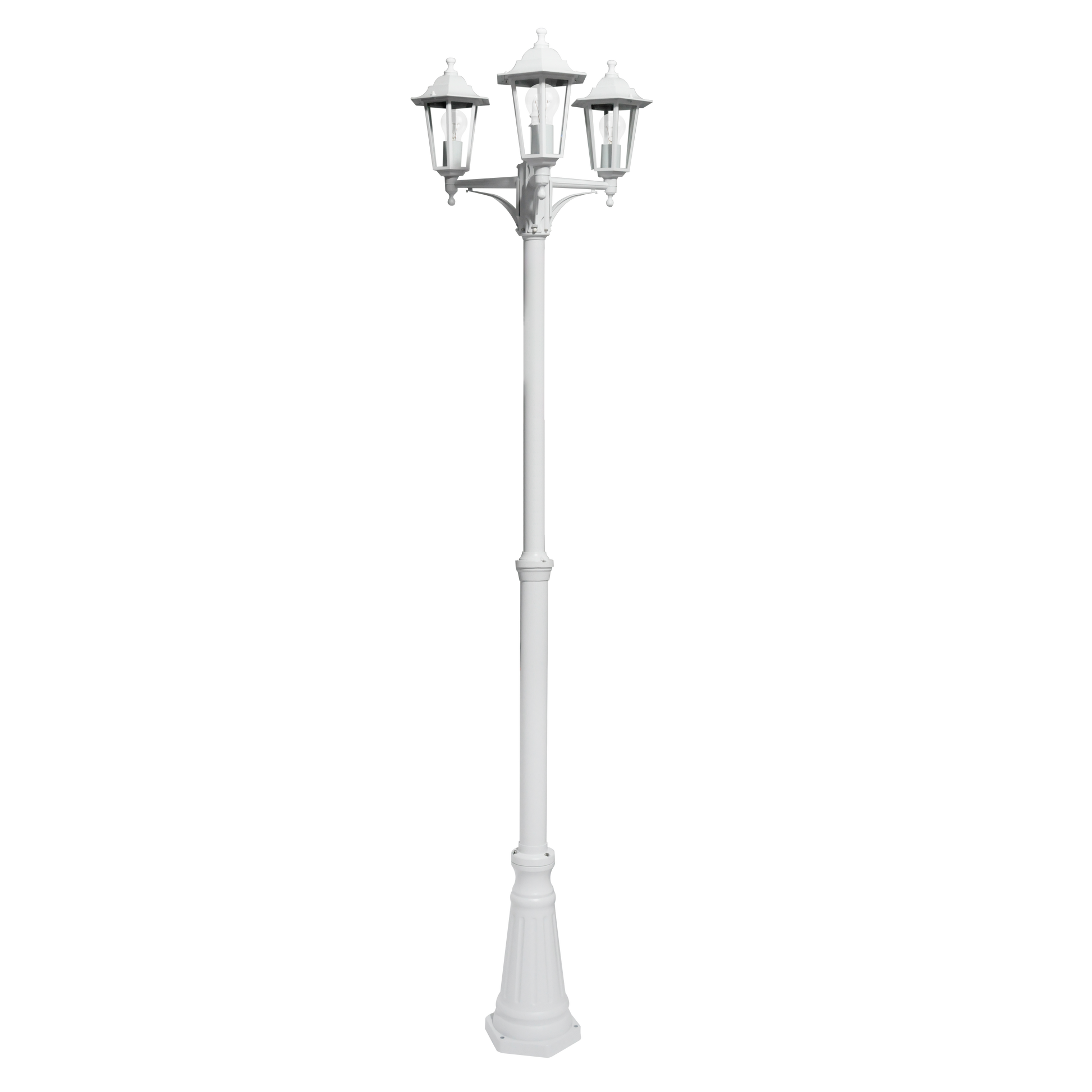 Farola clásica blanca, perfecta para iluminar el patio con estilo