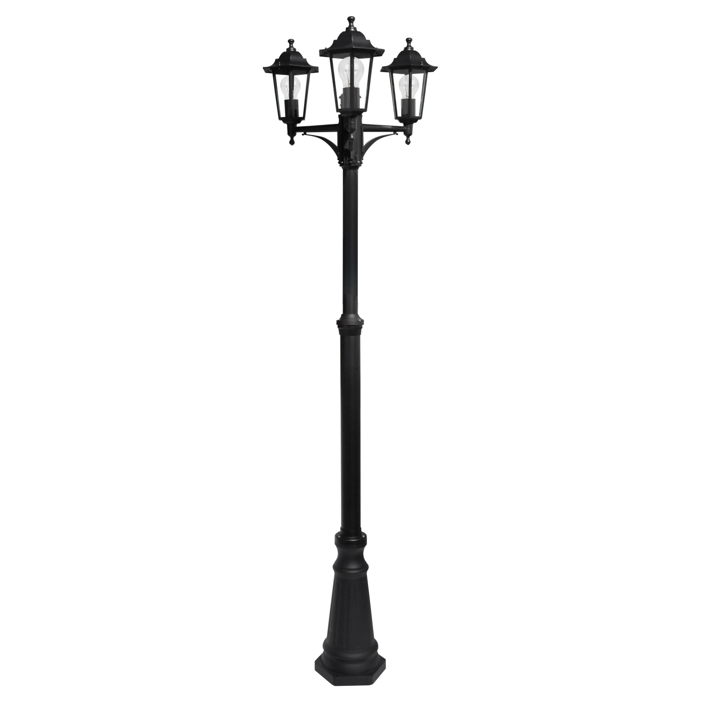 Farola negra de 3 luces, perfecta para crear ambiente en el jardín