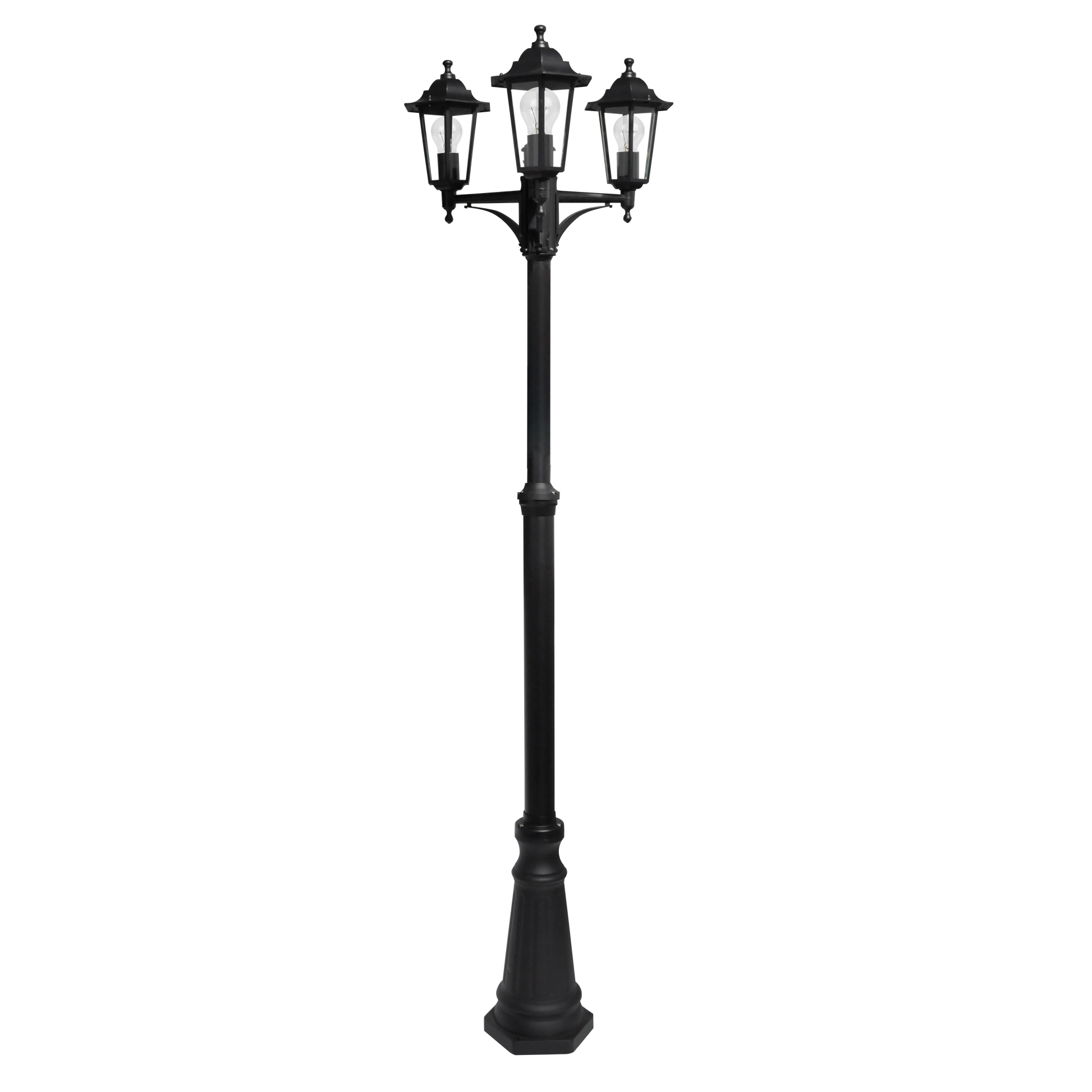 Farola negra de 3 luces, perfecta para crear ambiente en el jardín
