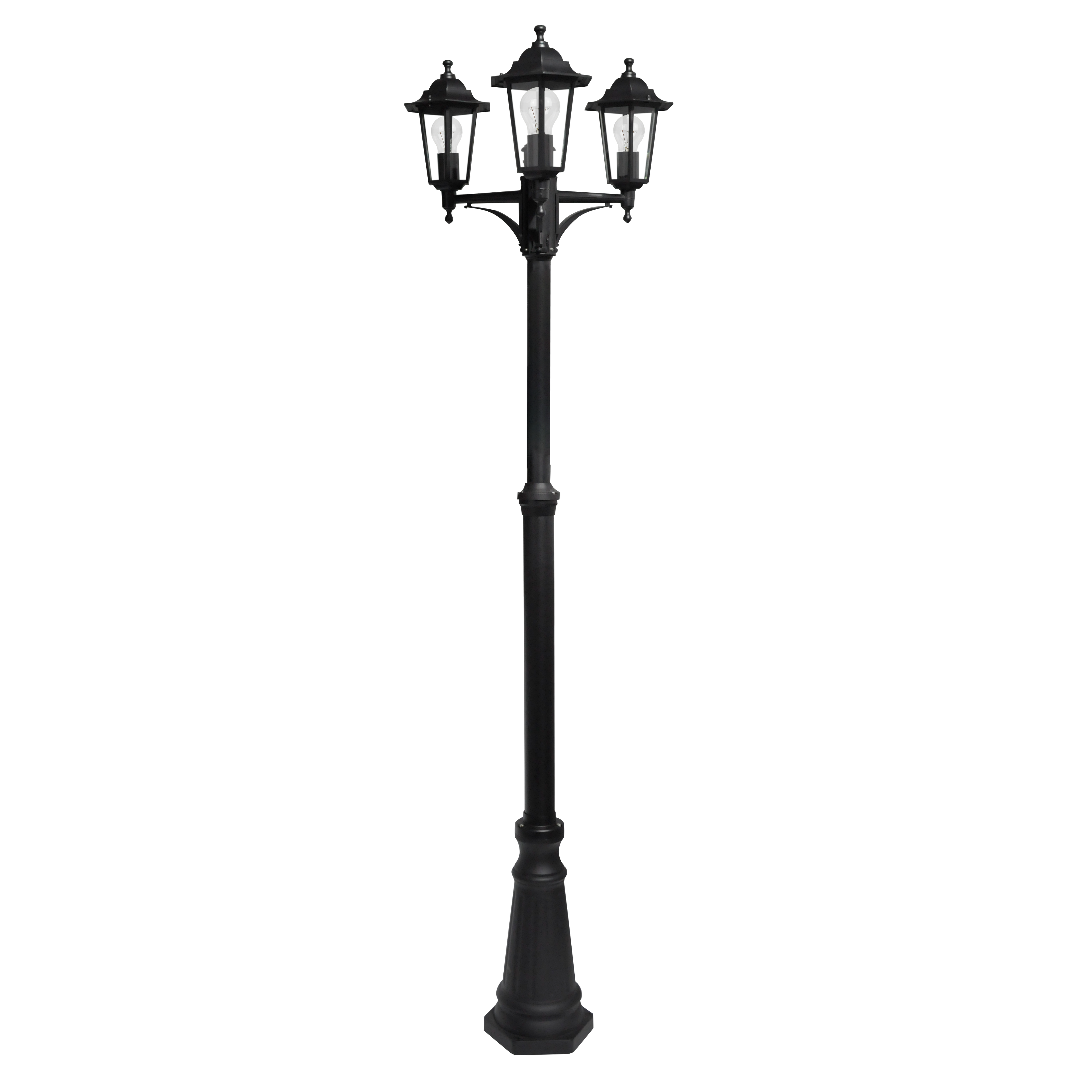 Farola negra de 3 luces, perfecta para crear ambiente en el jardín