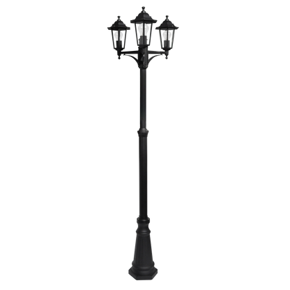 Farola negra de 3 luces, perfecta para crear ambiente en el jardín