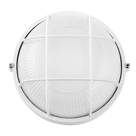 Aplique Apus fabricado en aluminio color blanco, ideal para iluminación exterior
