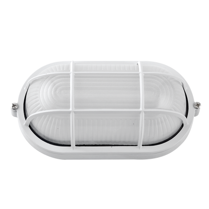 Aplique exterior oval aluminio Apus pequeño blanco 9x21x10,5 cm IP44 de Fabrilamp