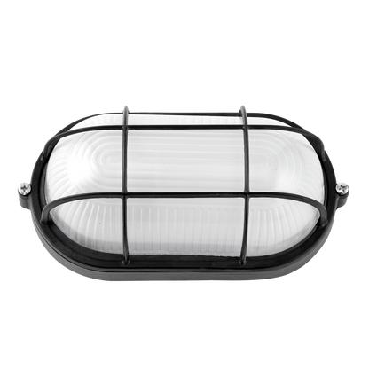 Aplique exterior oval de aluminio Apus Grande, color negro, IP44, Fabrilamp